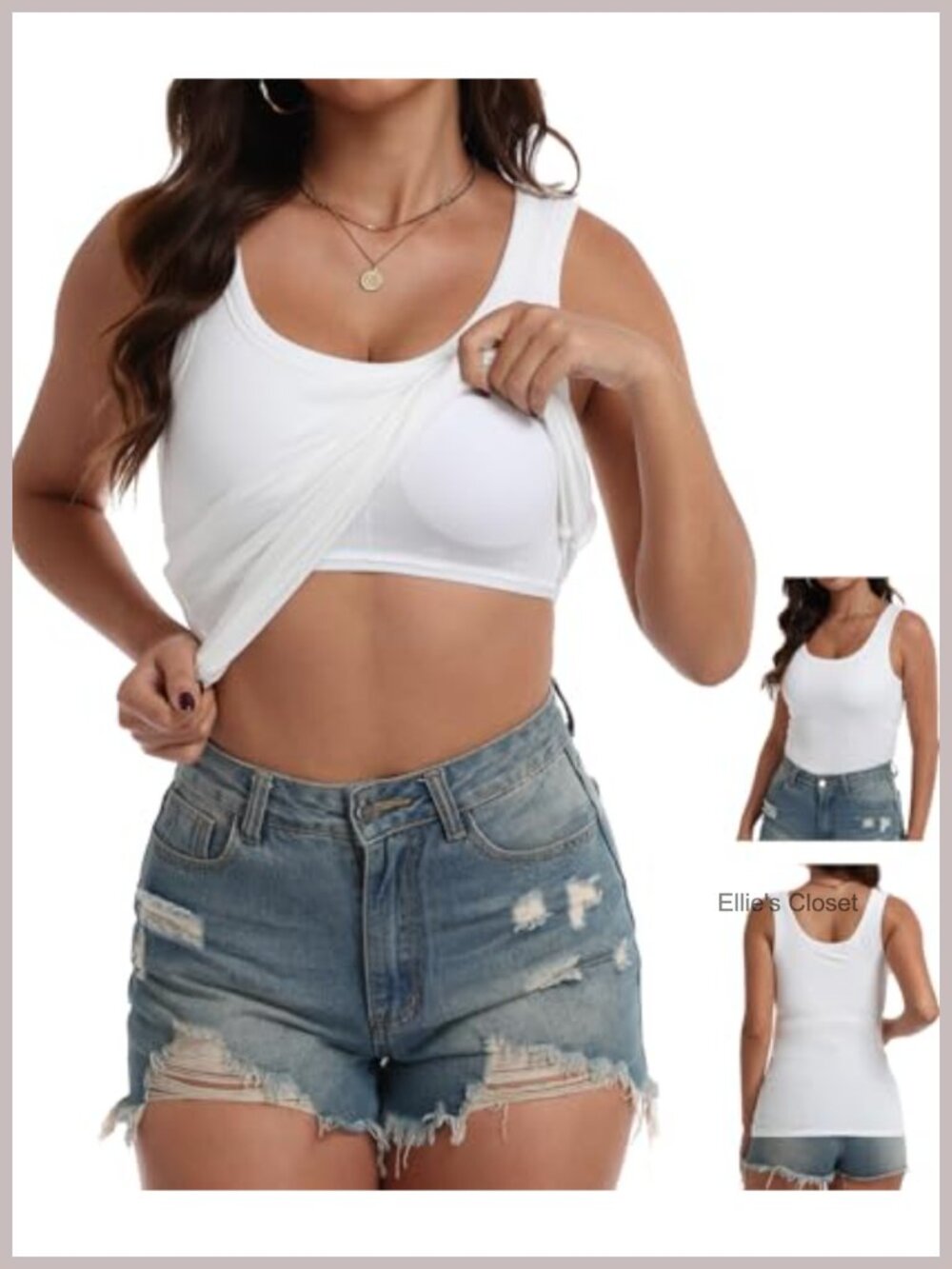 Women Built-in Bra Ribbed Racerback Tank Top Sleeveless Cami